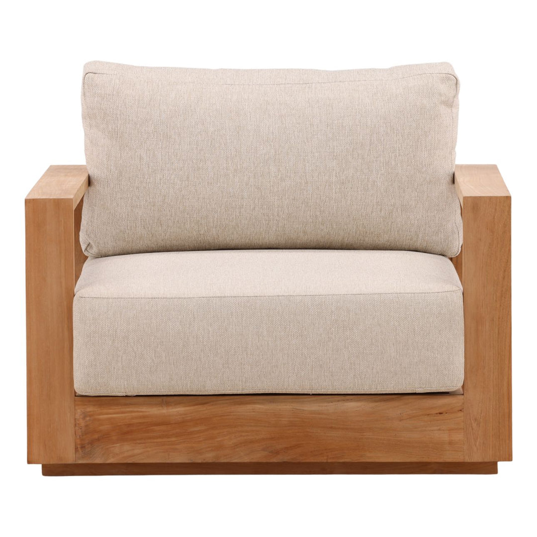 Darlren Teak Outdoor Lounge Chair, Sand, front view