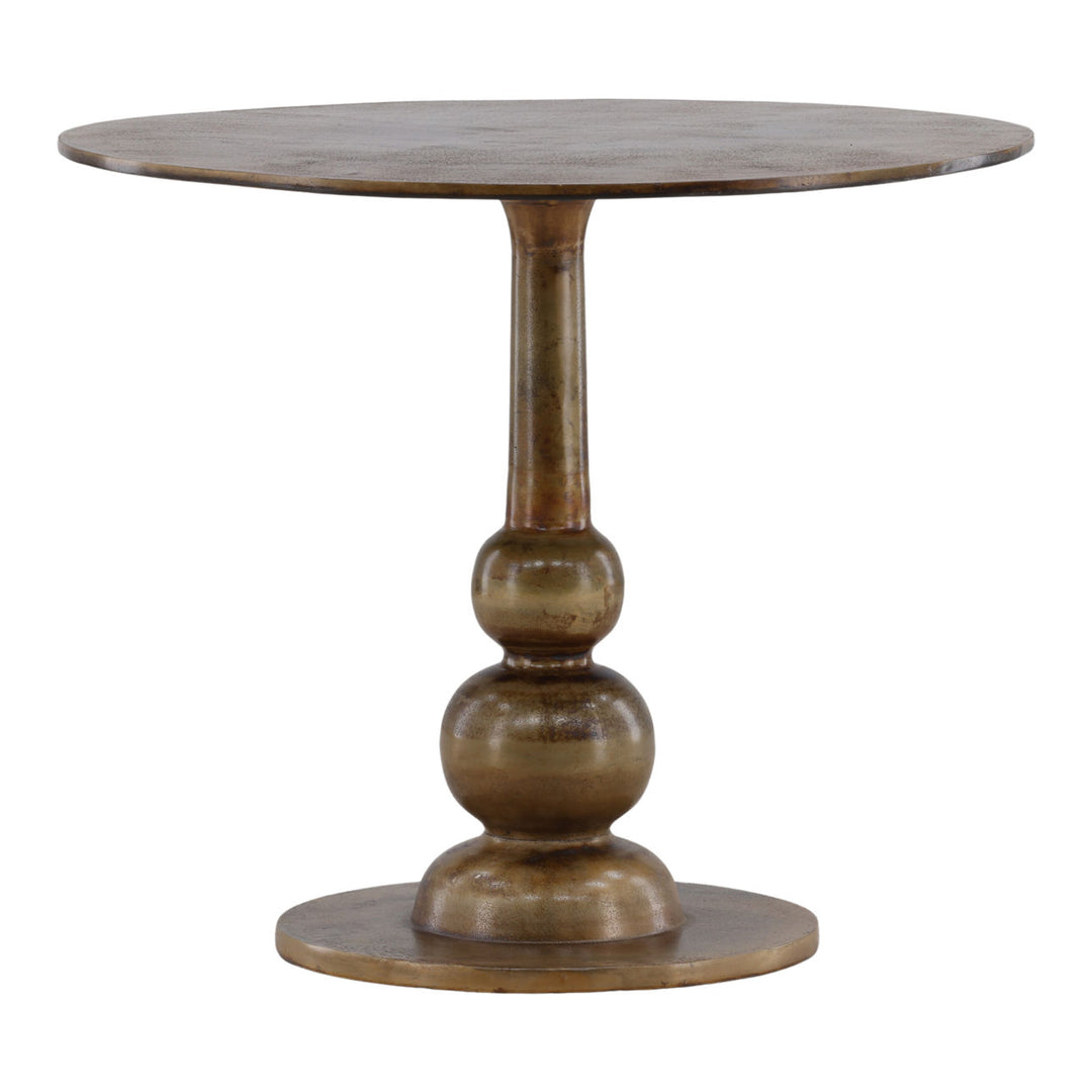 Ansren Brass Aluminum Bistro Table, three-quarter studio view