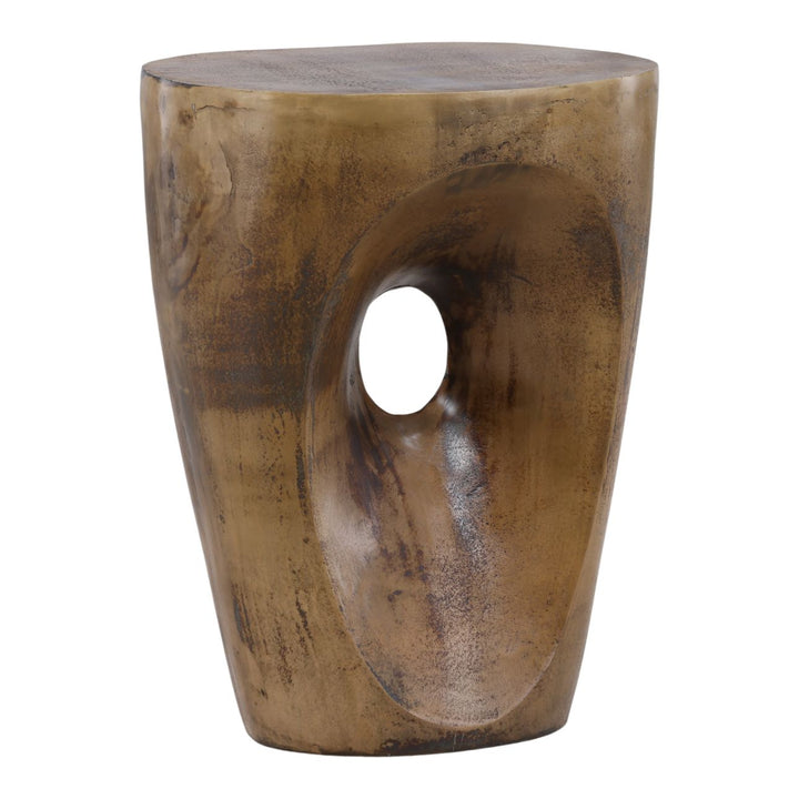 Vesper Brass-Finish Side Table, three-quarter studio view
