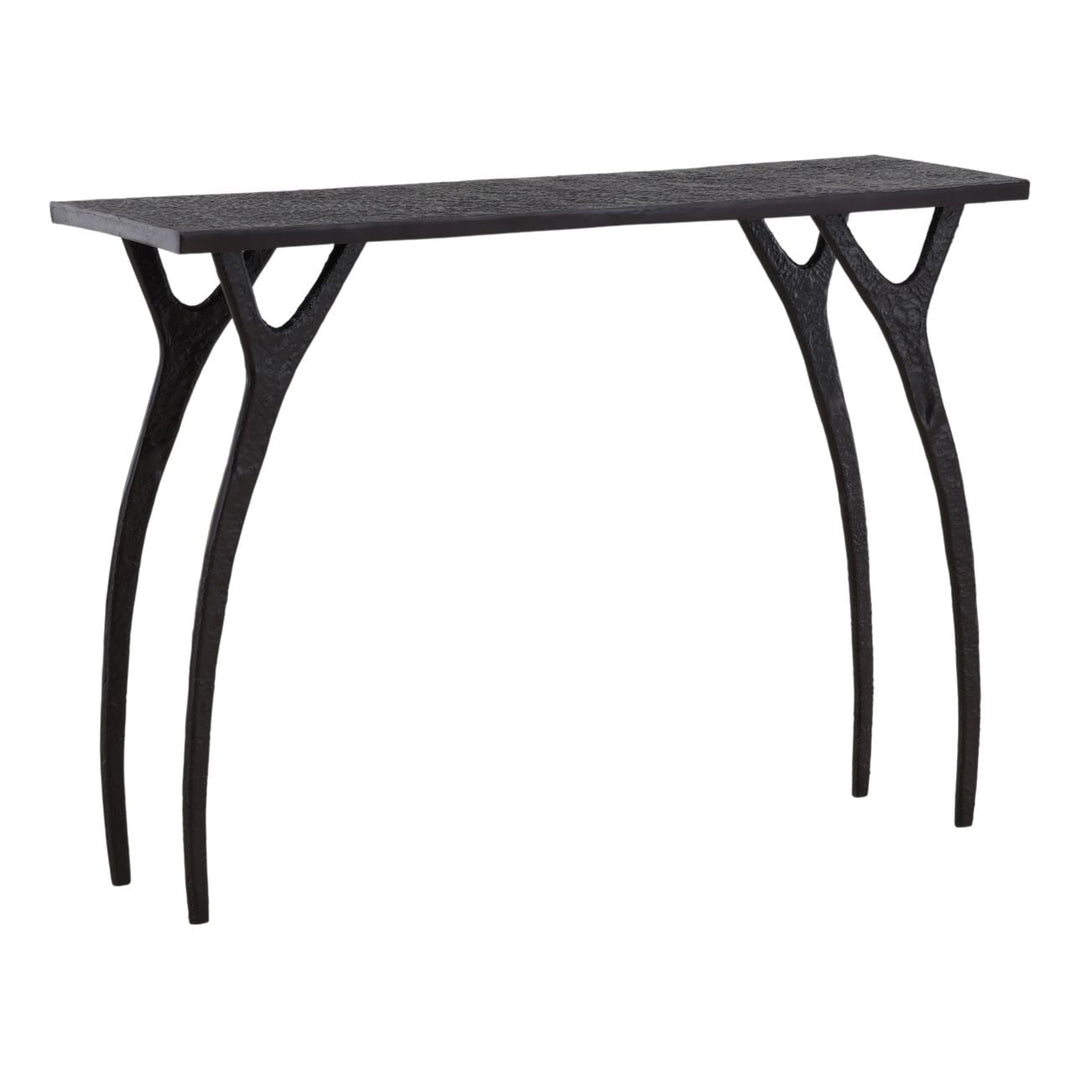 Bastian Aluminum Console Table, three-quarter studio view