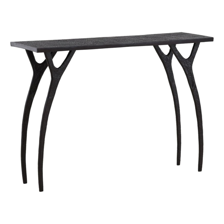Bastian Aluminum Console Table, three-quarter studio view