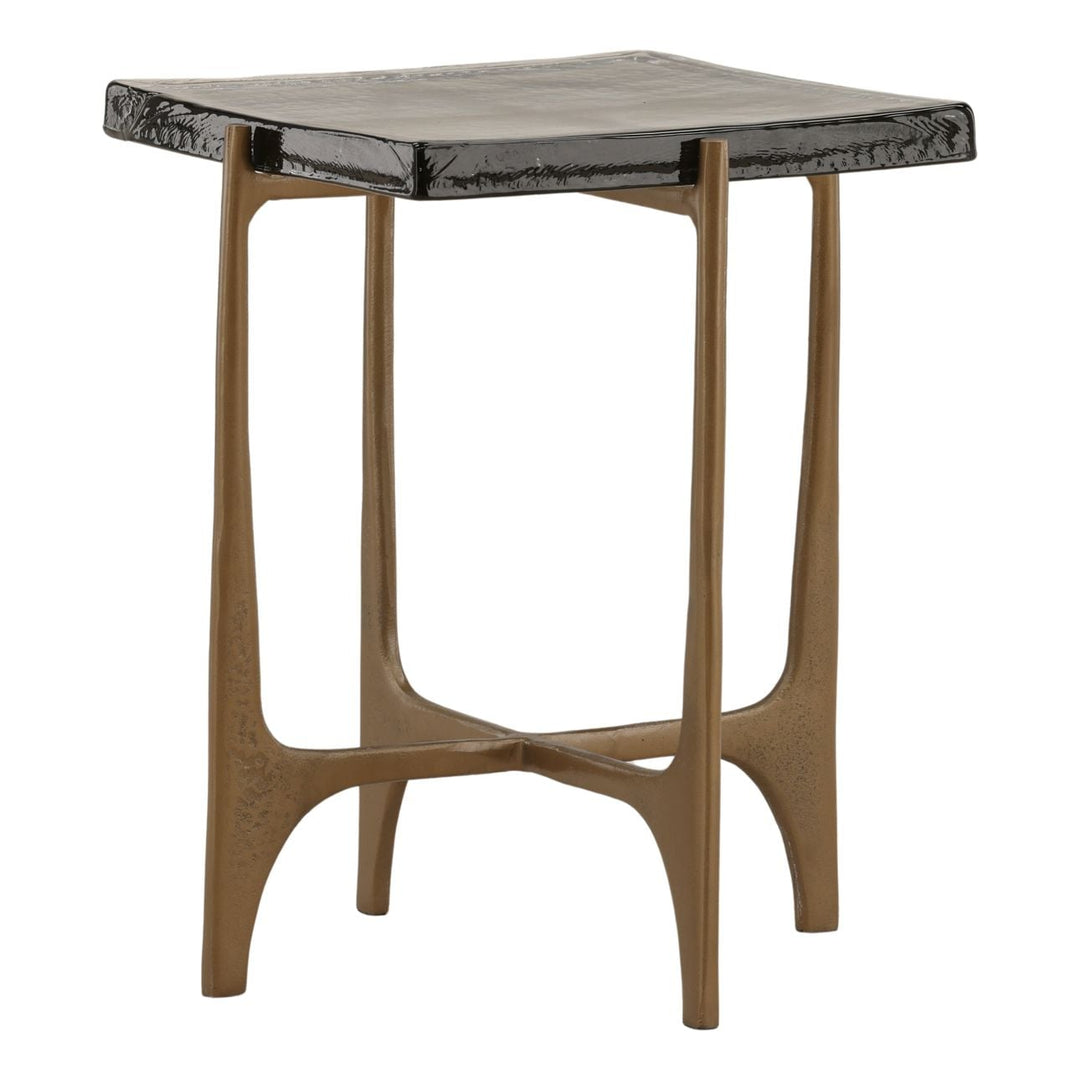 Merek Glass Top Side Table, three-quarter studio view
