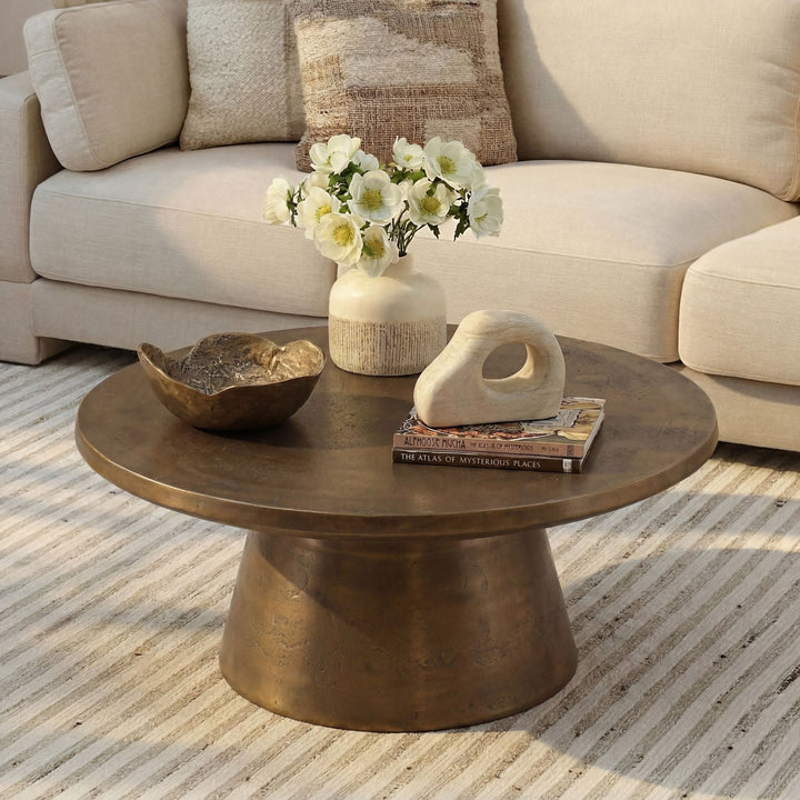 Damon Brass-Finish Coffee Table, lifestyle view