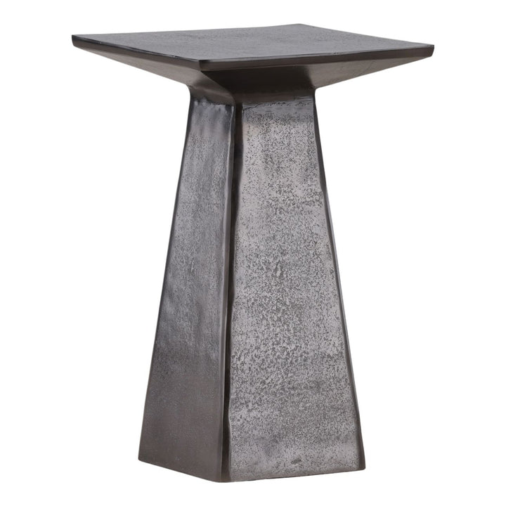 Ames Nickel-Finish Side Table, three-quarter studio view