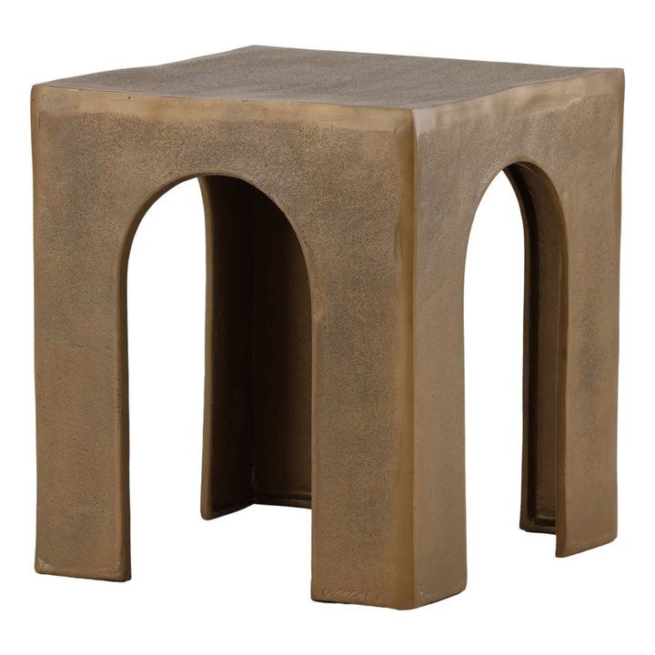 Finn Brass-Finish Side Table, three-quarter studio view
