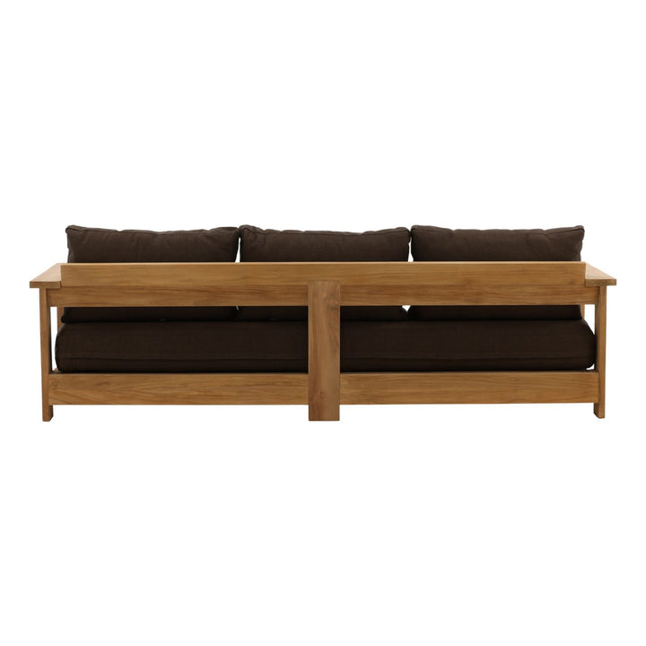 Nayren Chocolate Teak Outdoor Sofa, back view
