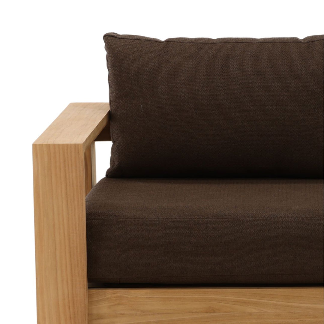 Nayren Chocolate Teak Outdoor Sofa, detail 1 view