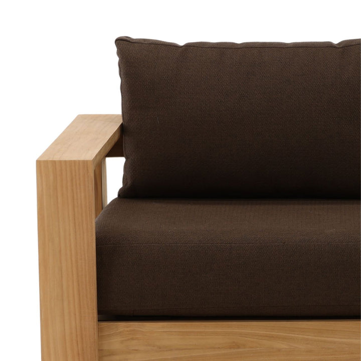Nayren Chocolate Teak Outdoor Sofa, detail 1 view