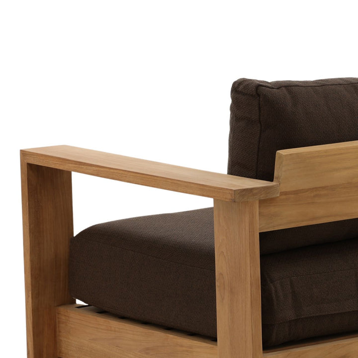 Nayren Chocolate Teak Outdoor Sofa, detail 2 view