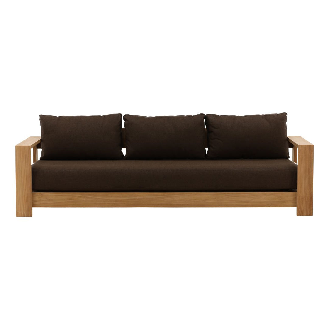 Nayren Chocolate Teak Outdoor Sofa, front view