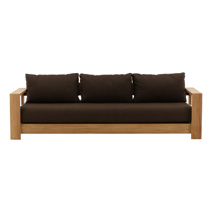 Nayren Chocolate Teak Outdoor Sofa, front view