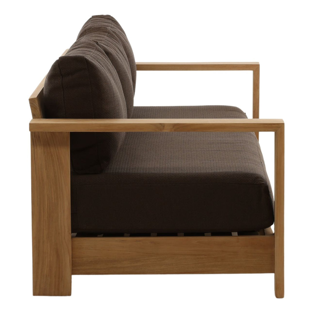 Nayren Chocolate Teak Outdoor Sofa, profile view