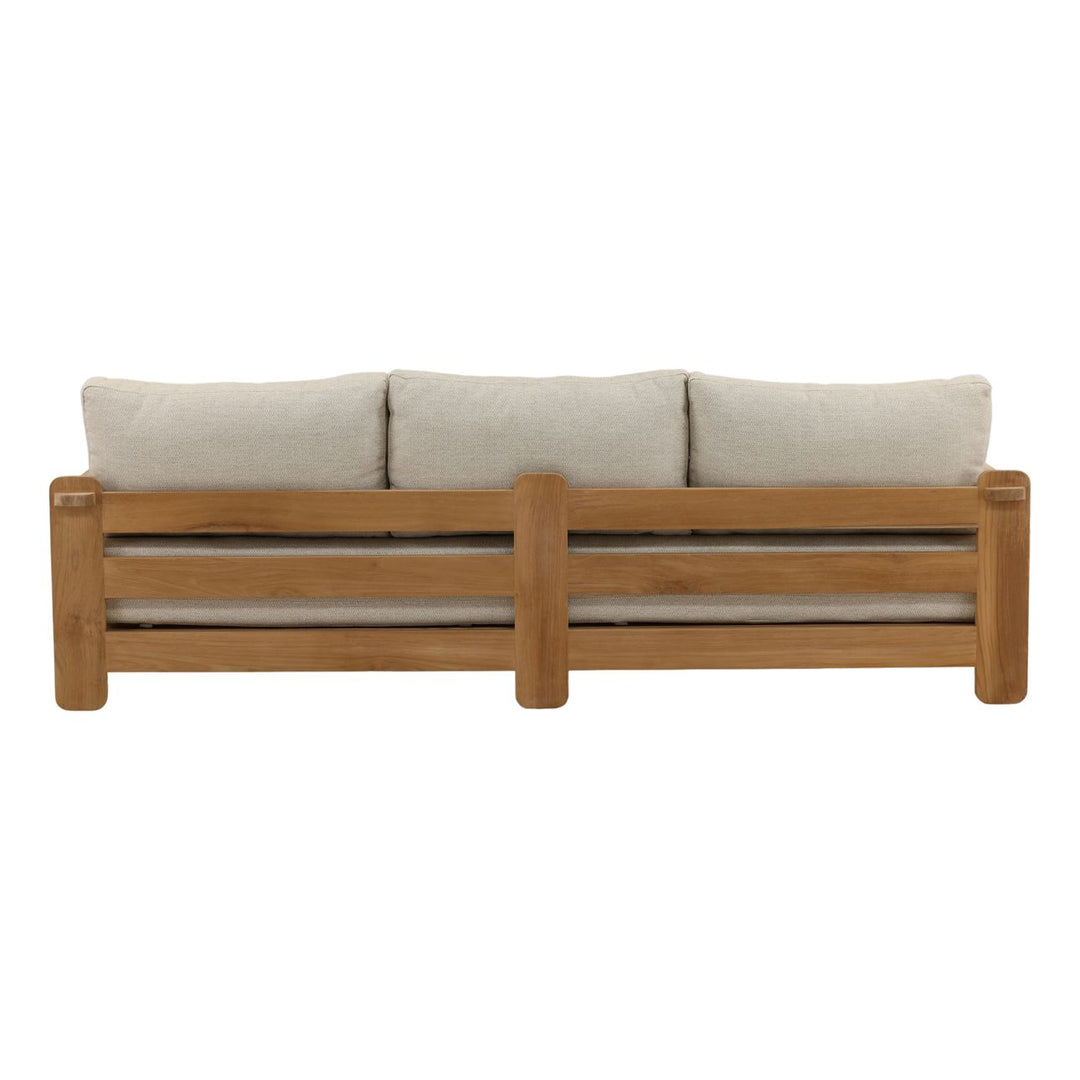 Julren Taupe Teak Outdoor Sofa, back view