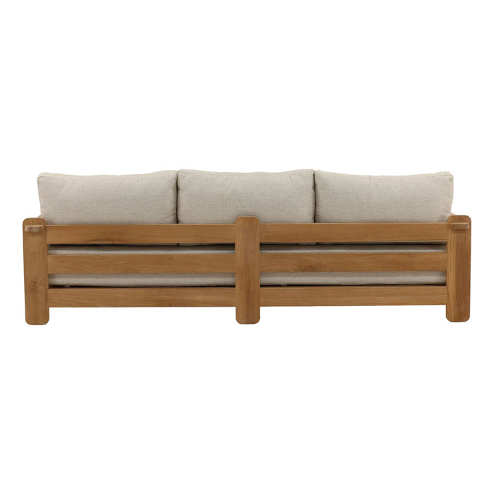 Julren Taupe Teak Outdoor Sofa, back view