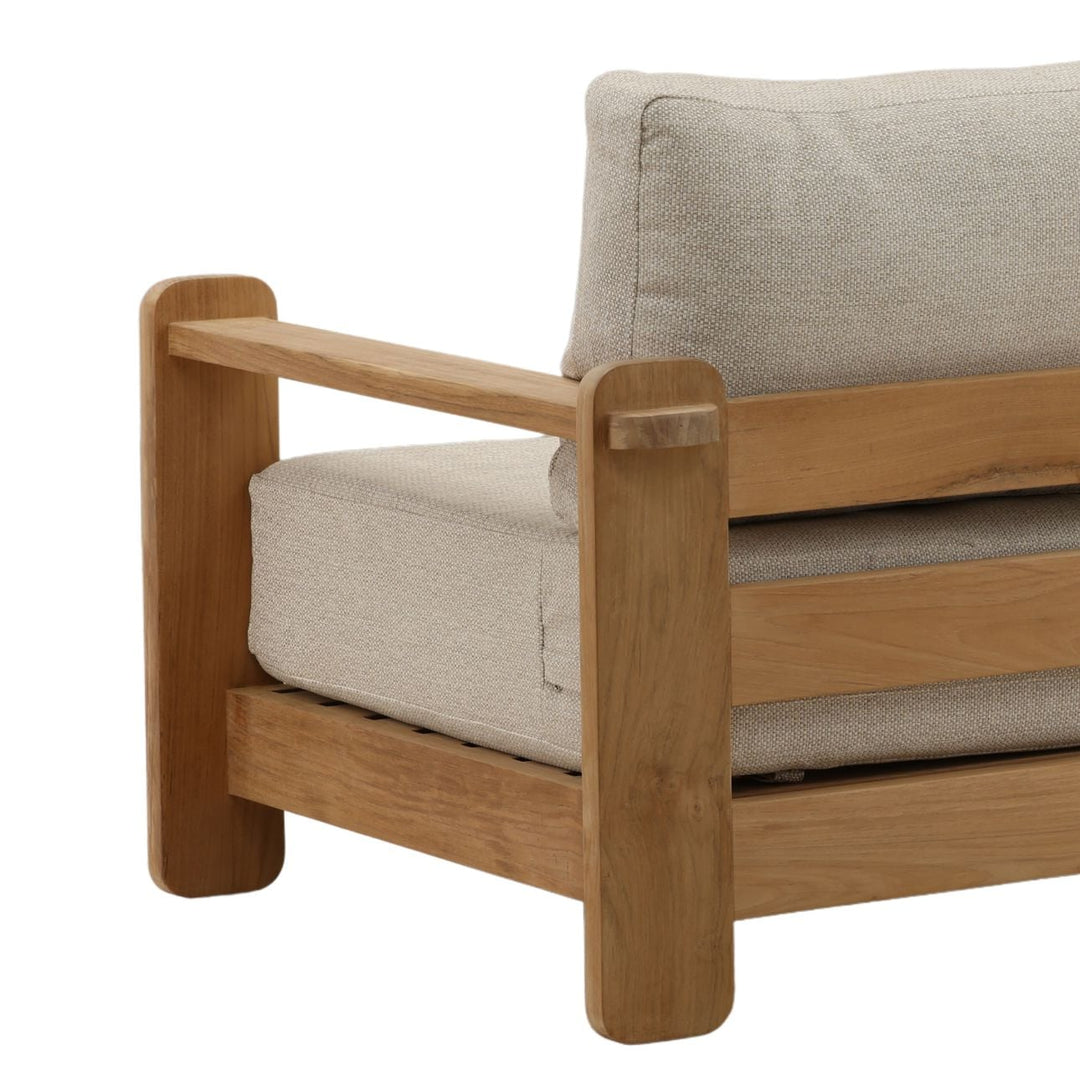 Julren Taupe Teak Outdoor Sofa, detail 1 view