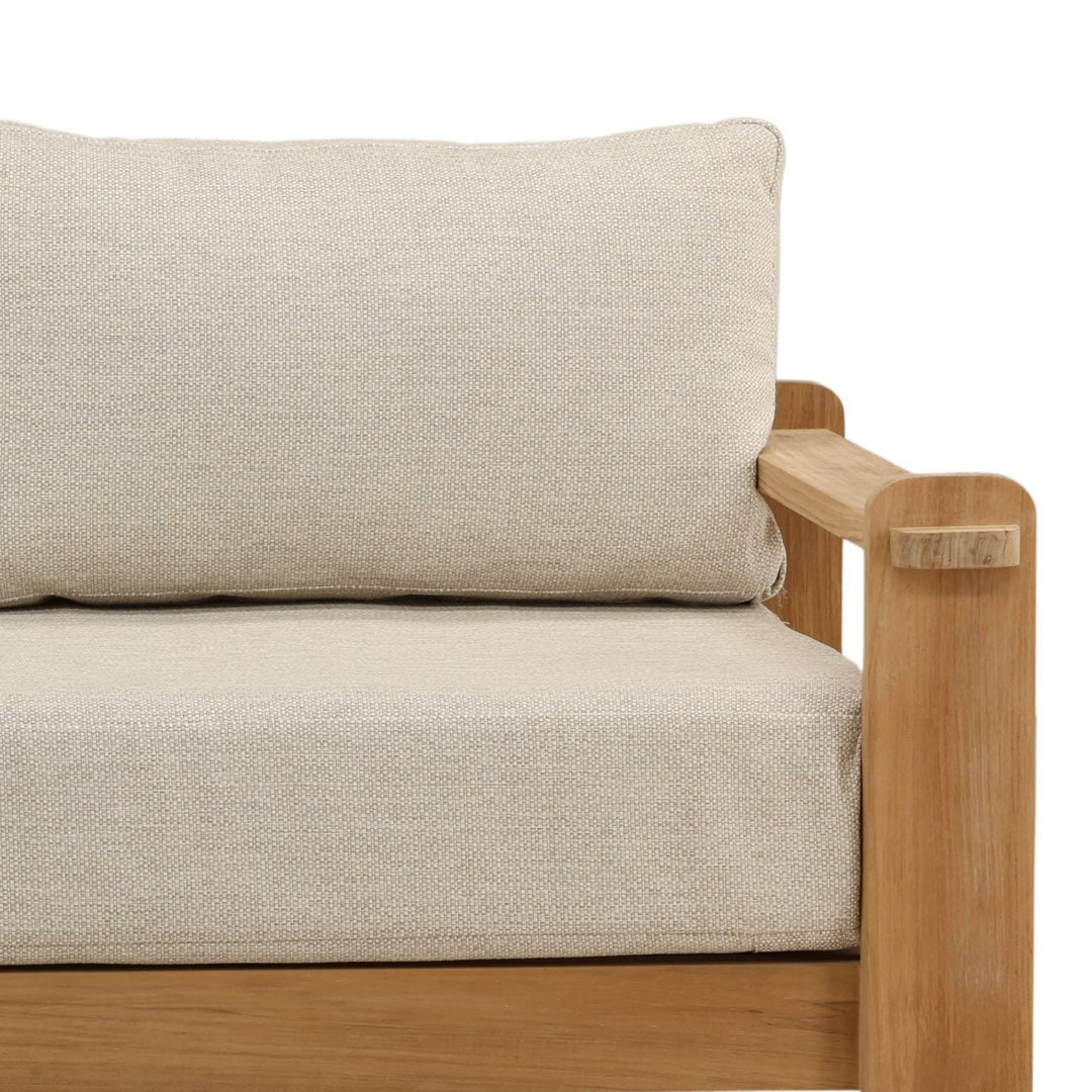 Julren Taupe Teak Outdoor Sofa, detail 3 view