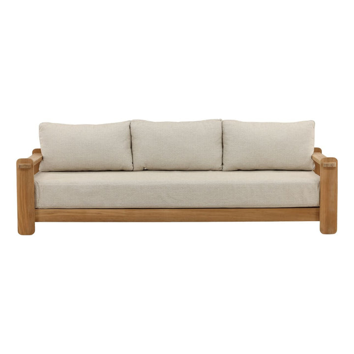 Julren Taupe Teak Outdoor Sofa, front view