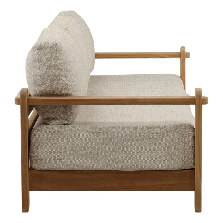 Julren Taupe Teak Outdoor Sofa, profile view