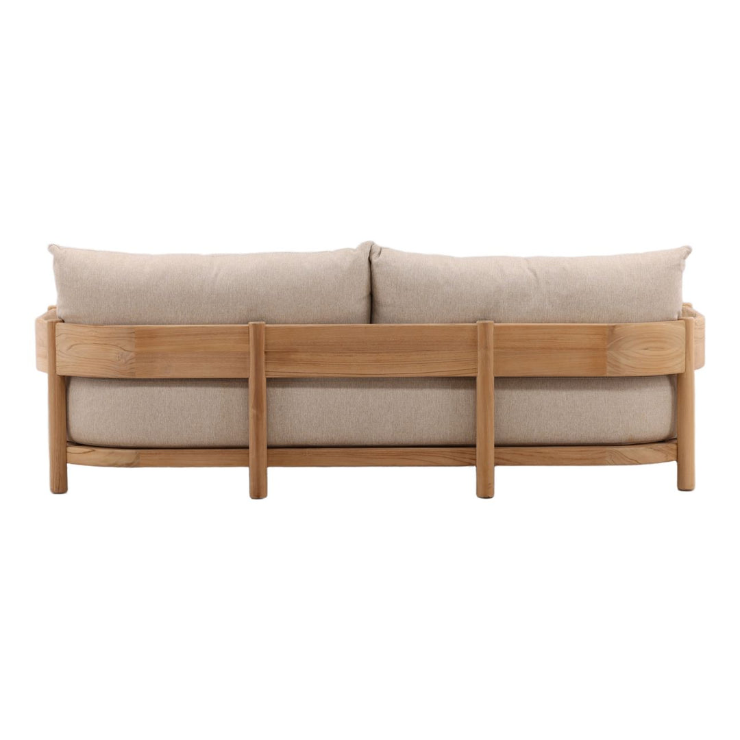 Lisren Sand Teak Outdoor Sofa, back view