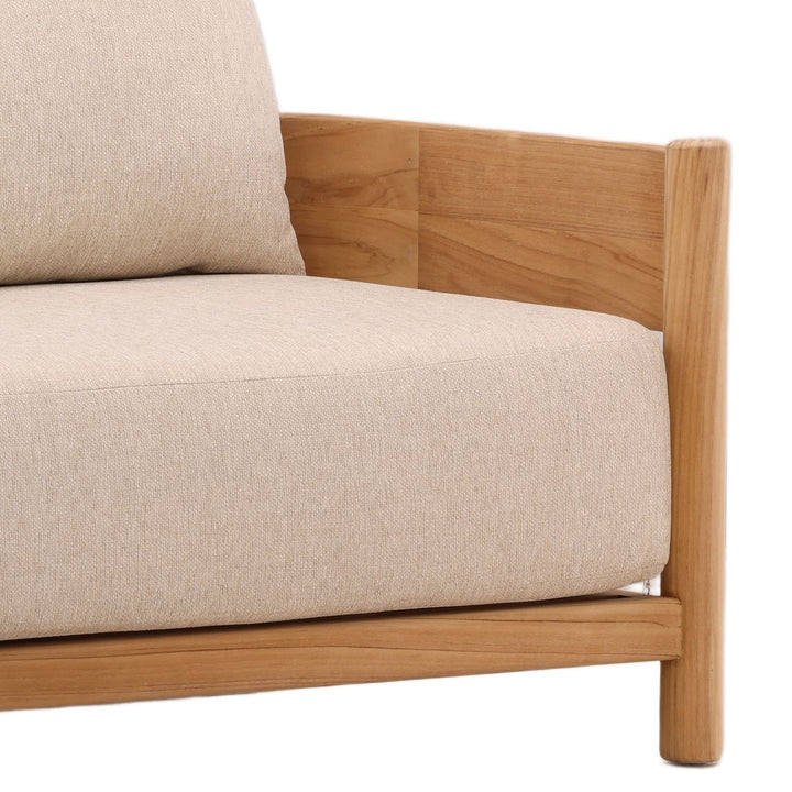 Lisren Sand Teak Outdoor Sofa, detail 2 view