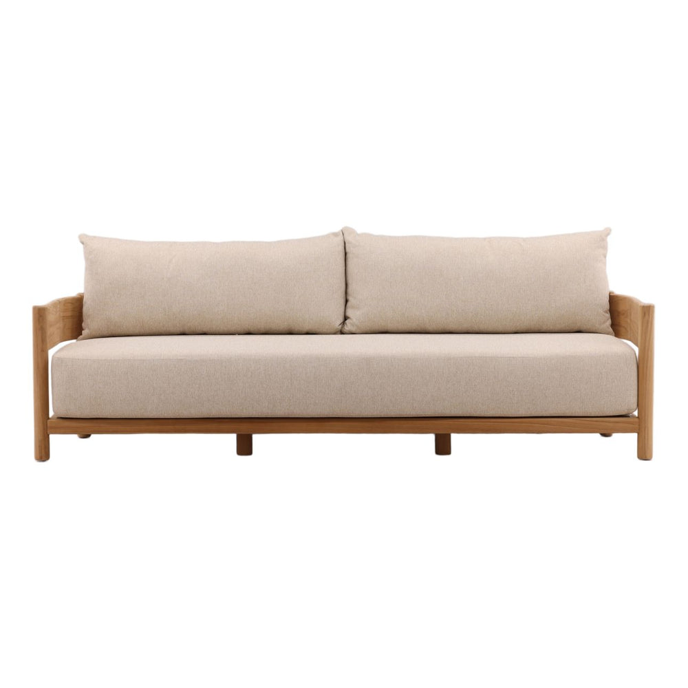 Lisren Sand Teak Outdoor Sofa, front view