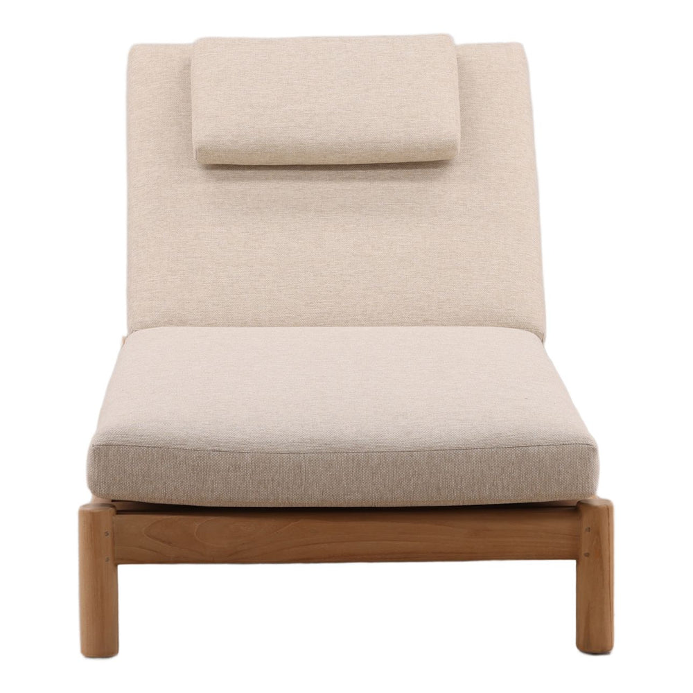 Lisren Sand Teak Outdoor Chaise, front view