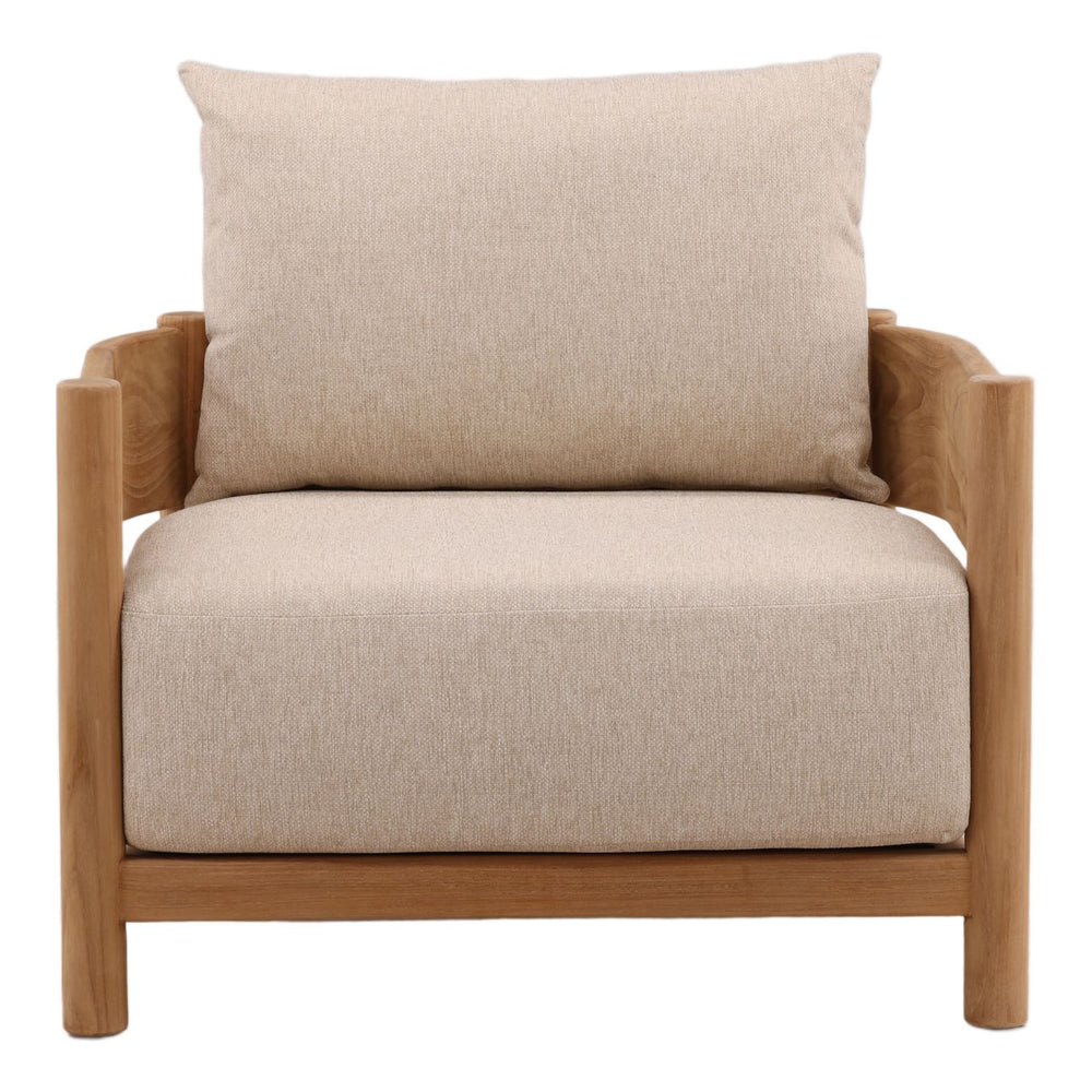 Lisren Sand Teak Outdoor Lounge Chair, front view
