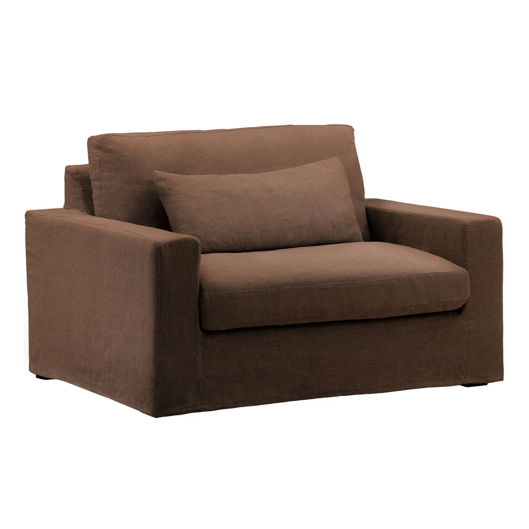 Dixren Slipcovered Chair and a Half, Coco, three-quarter studio view