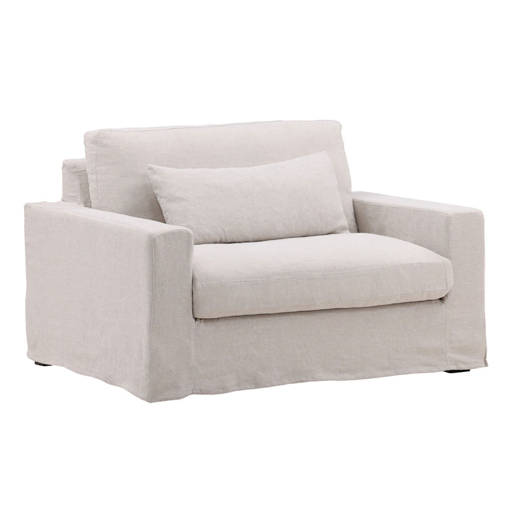 Dixren Slipcovered Chair and a Half, Natural, three-quarter studio view