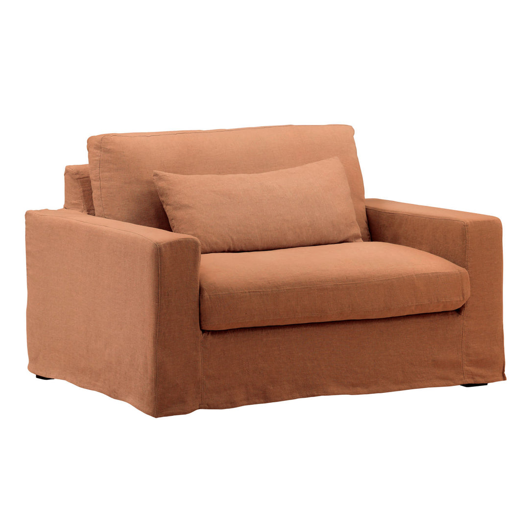 Dixren Slipcovered Chair and a Half, Sienna, three-quarter studio view