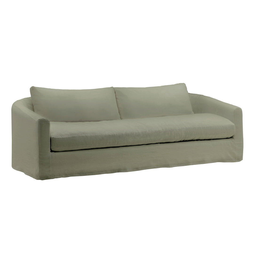 Florren Slipcovered Sofa, Forest, three-quarter studio view