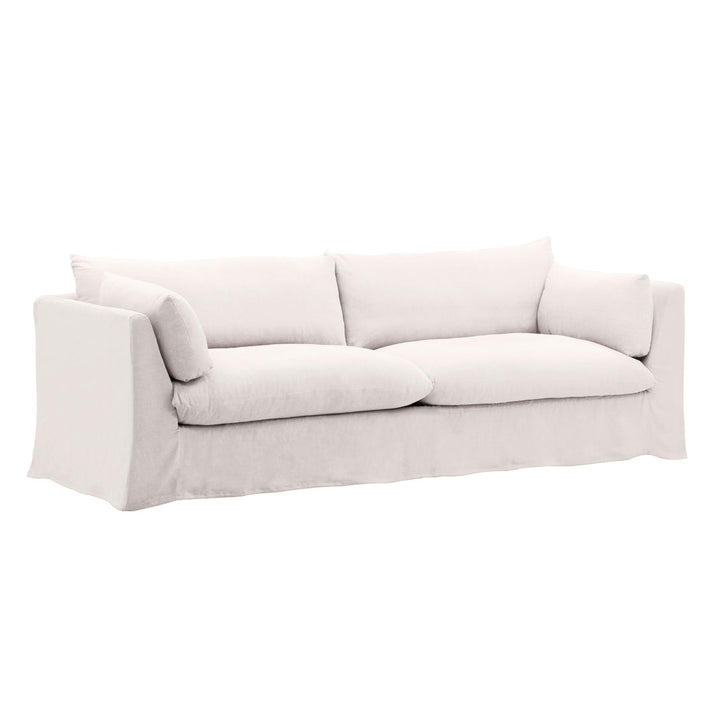Otren Slipcovered Sofa, Natural, three-quarter studio view