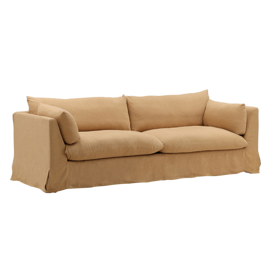Otren Slipcovered Sofa, Wheat, three-quarter studio view