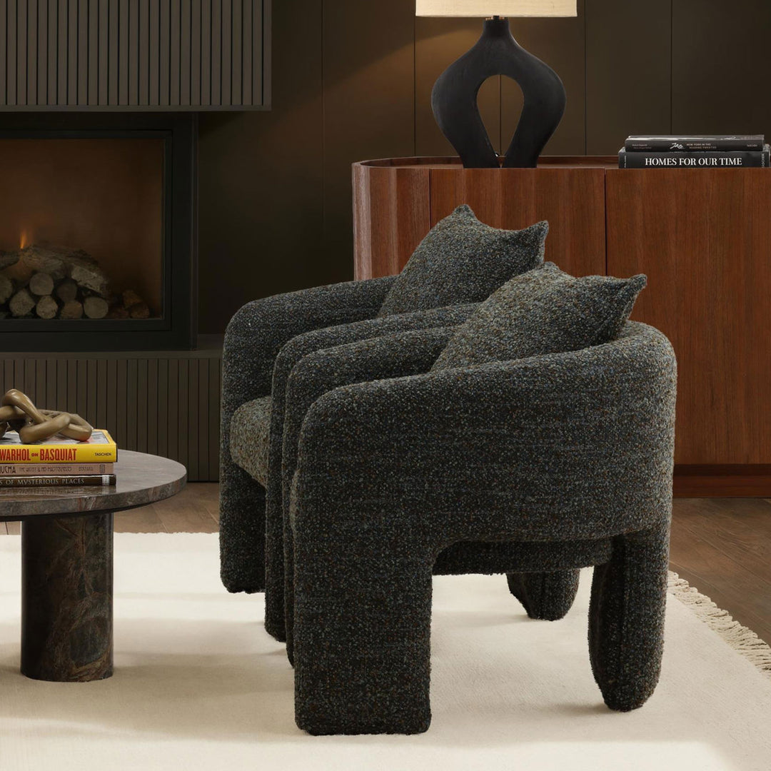 Nalina Cerulean Boucle Lounge Chair, lifestyle view