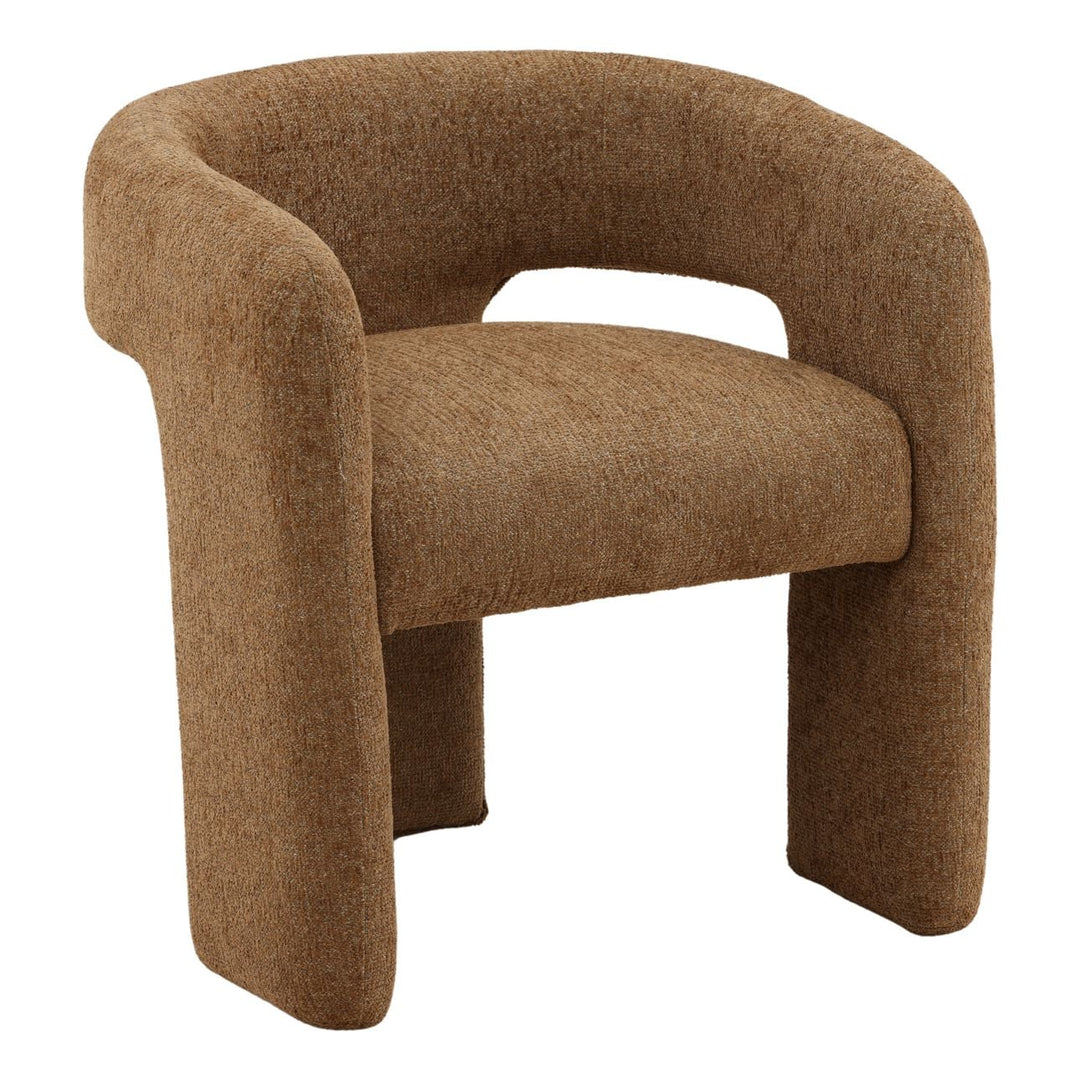 Quinn Chenille Dining Chair, Eva Brown, three-quarter studio view