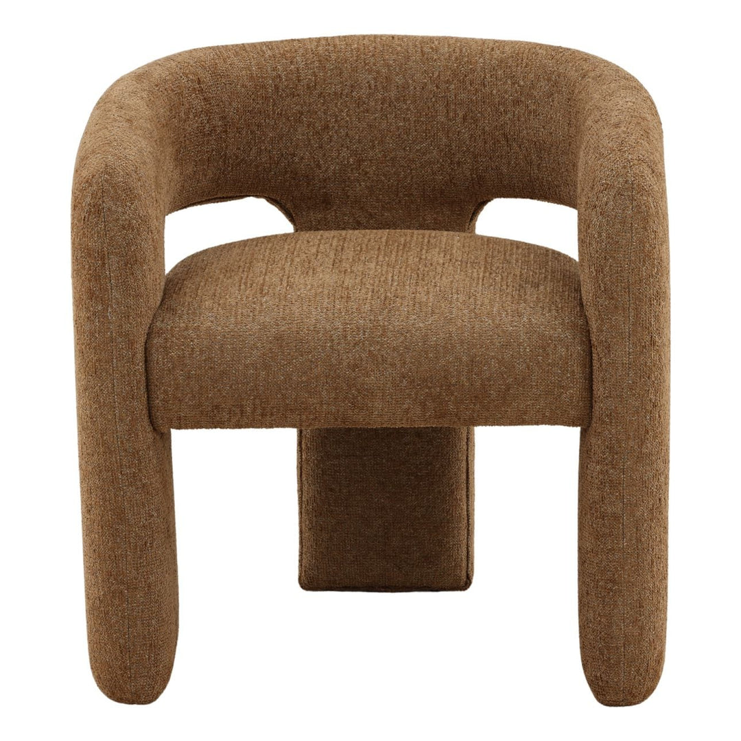 Quinn Chenille Dining Chair, Eva Brown, front view
