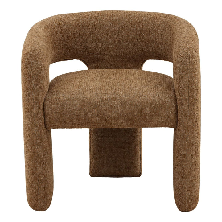 Quinn Chenille Dining Chair, Eva Brown, front view