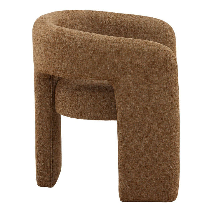 Quinn Chenille Dining Chair, Eva Brown, profile view
