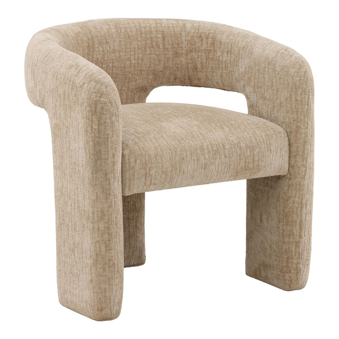 Quinn Chenille Dining Chair, Aura Sand, three-quarter studio view