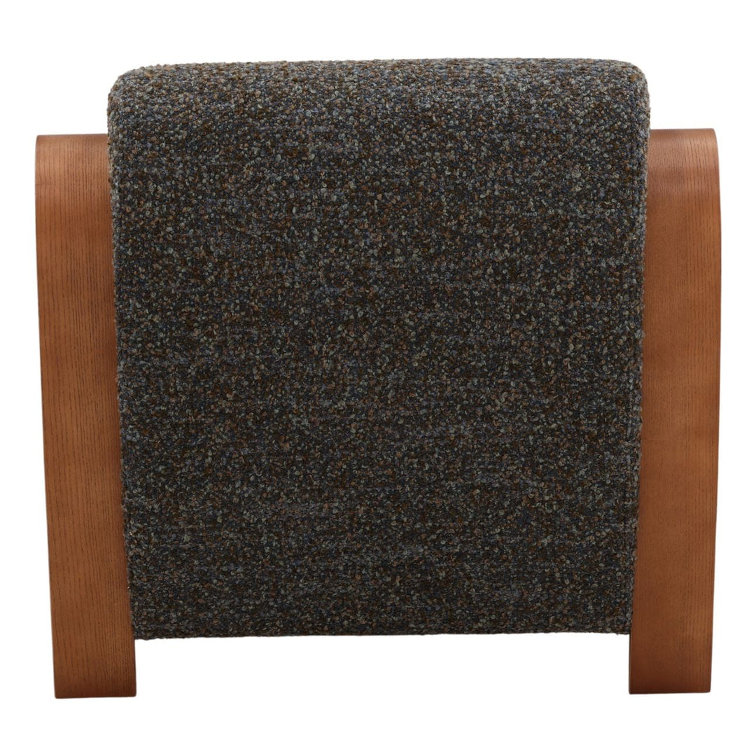 Amara Upholstered Oak Lounge Chair, Blue, back view