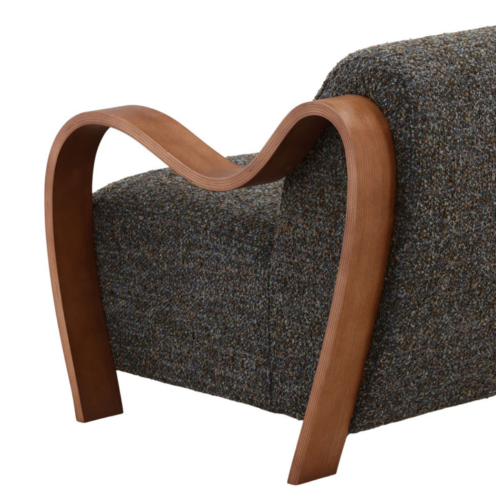 Amara Upholstered Oak Lounge Chair, Blue, detail 2 view