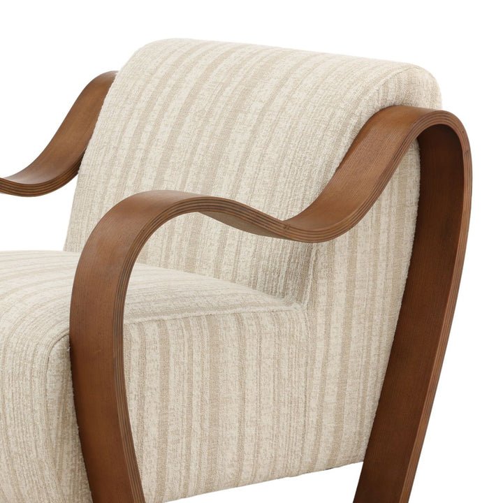 Amara Upholstered Oak Lounge Chair, Cream, detail 2 view
