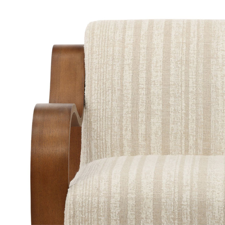Amara Upholstered Oak Lounge Chair, Cream, detail 3 view