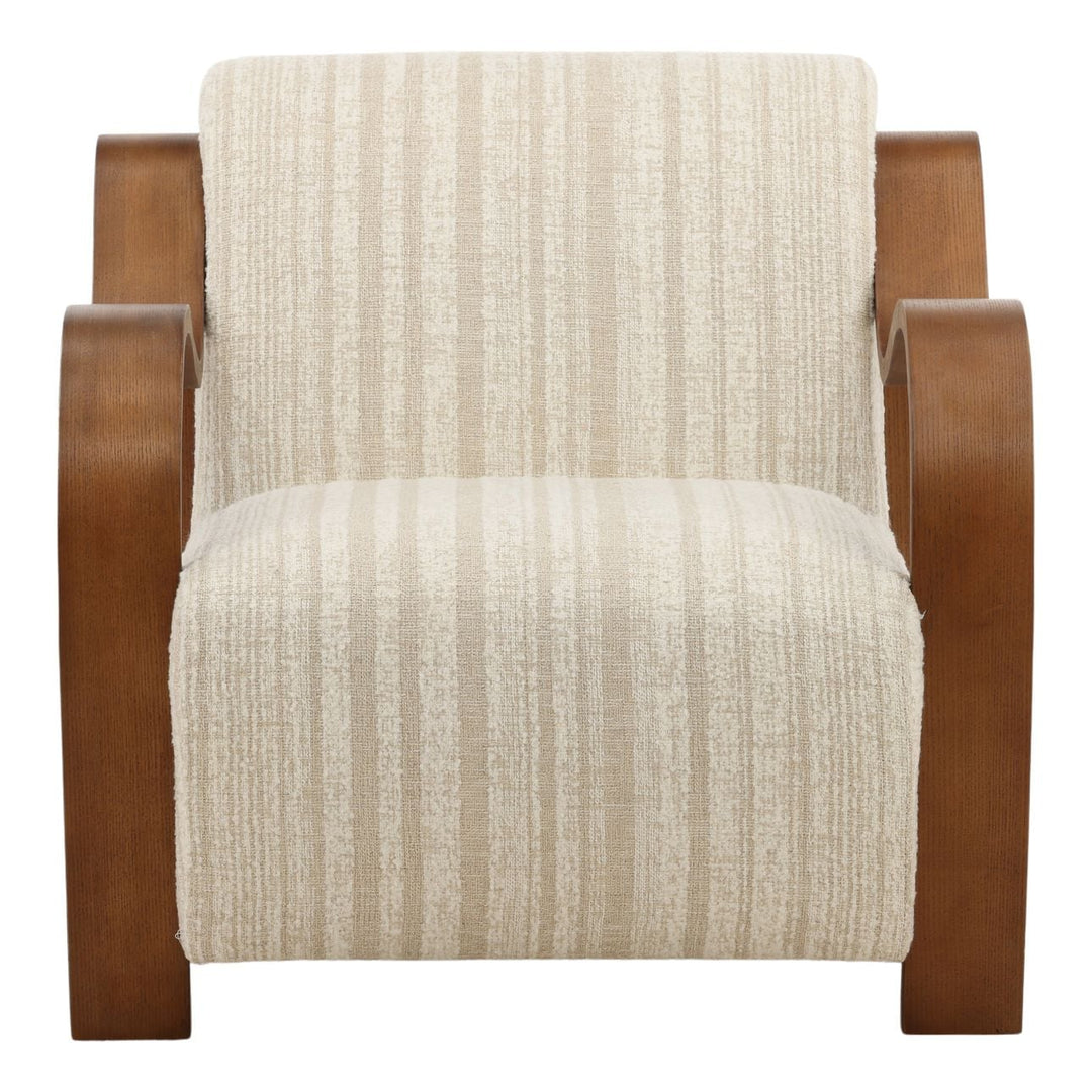 Amara Upholstered Oak Lounge Chair, Cream, front view
