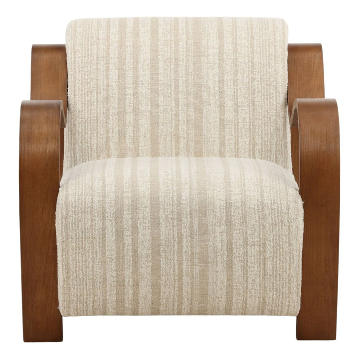 Amara Upholstered Oak Lounge Chair, Cream, front view