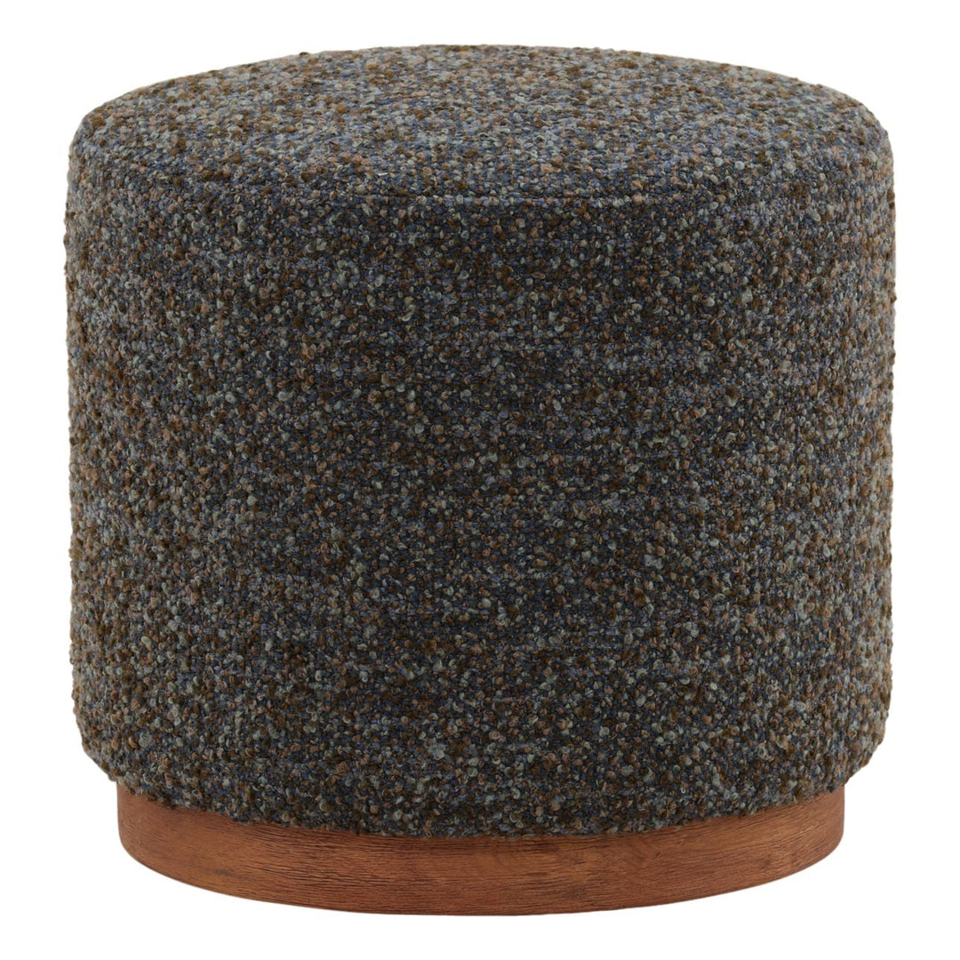 Waylen Upholstered Stool, Blue, three-quarter studio view