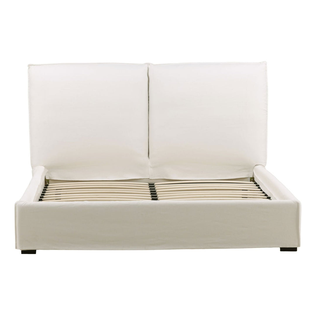Orion Off-White Linen Bed, Eastern King, front view