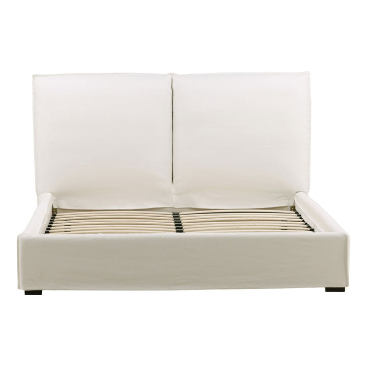 Orion Off-White Linen Bed, Eastern King, front view