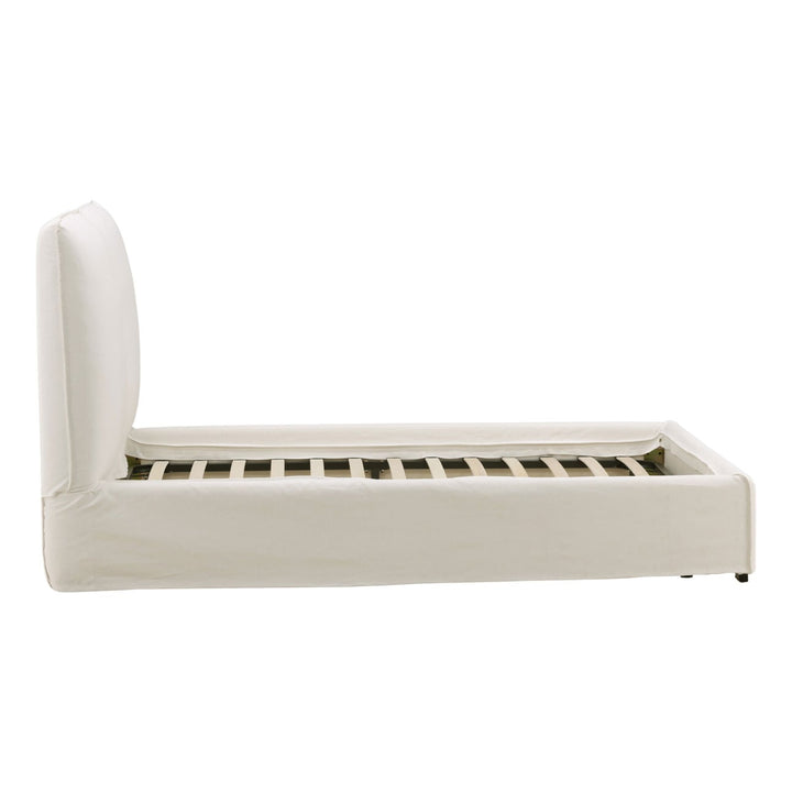 Orion Off-White Linen Bed, Eastern King, profile view