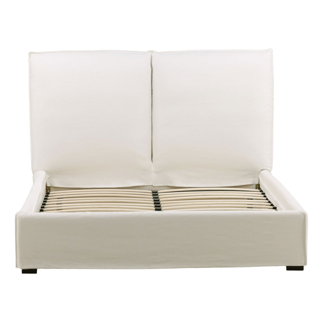 Orion Off-White Linen Bed, Queen, front view